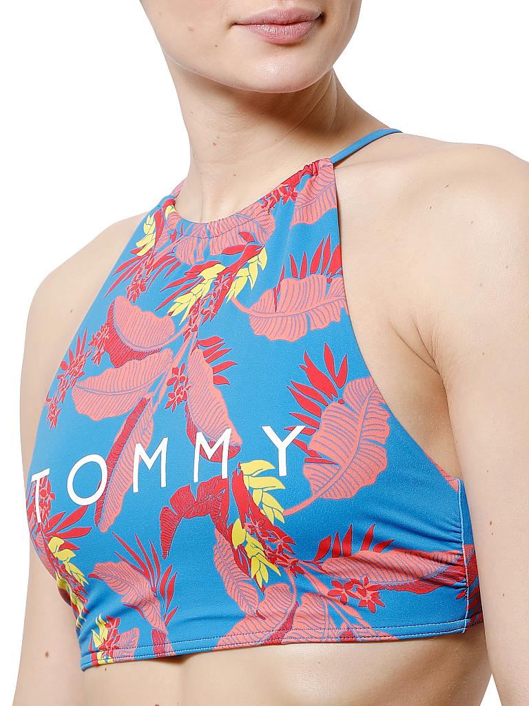 TOMMY HILFIGER Bikini Oberteil Crop Top Tropic Print bunt